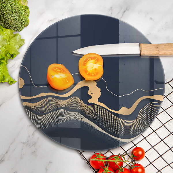 Tábua de corte de vidro Linhas douradas abstratas