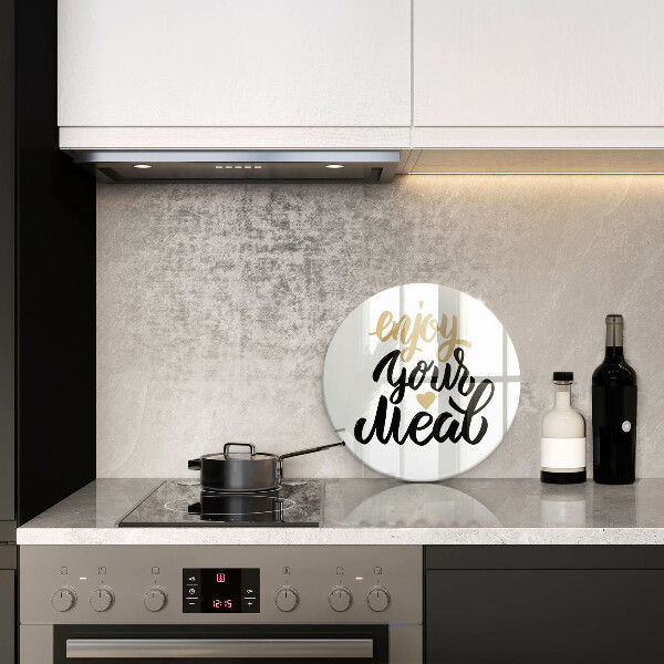 Tábua de vidro A inscrição Aproveite sua refeição