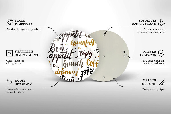 Tábua de vidro legendas de bom apetite