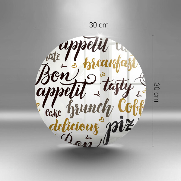 Tábua de vidro legendas de bom apetite