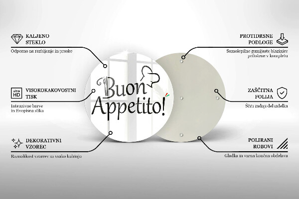 Tábua para cozinha A inscrição Buon Appetito!