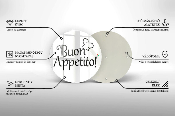 Tábua para cozinha A inscrição Buon Appetito!