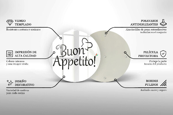 Tábua para cozinha A inscrição Buon Appetito!