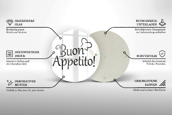 Tábua para cozinha A inscrição Buon Appetito!