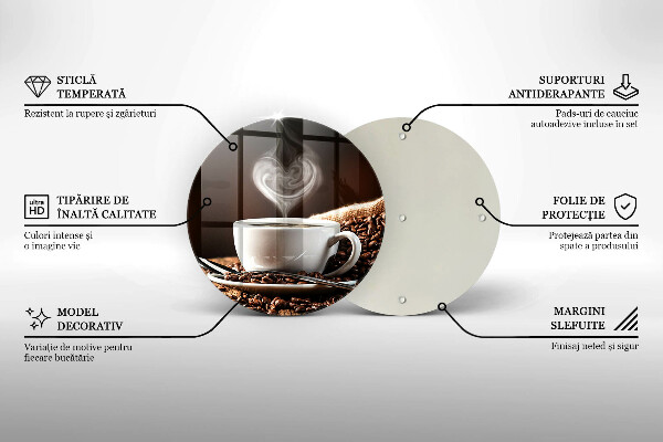 Tábua de corte de vidro Café e uma xícara