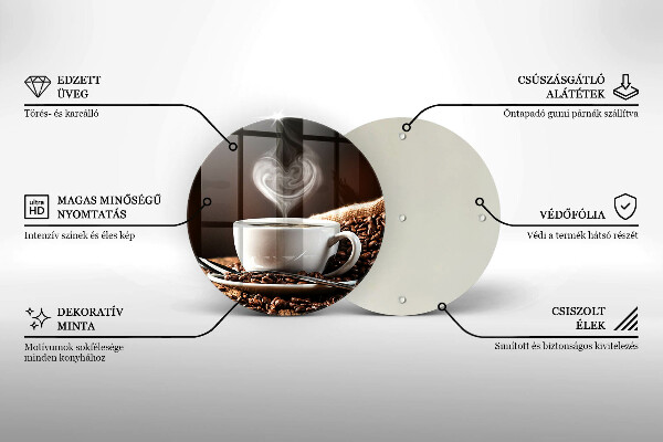 Tábua de corte de vidro Café e uma xícara