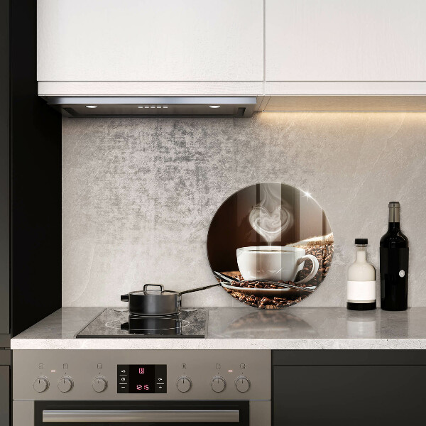 Tábua de corte de vidro Café e uma xícara