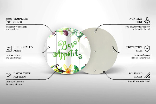 Tábua de cortar de vidro A inscrição Bon Appetit