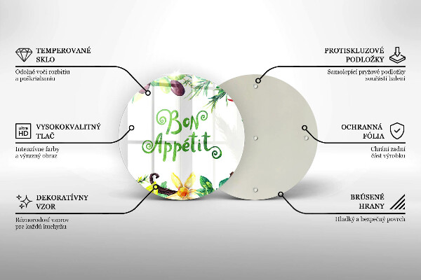 Tábua de cortar de vidro A inscrição Bon Appetit