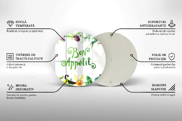 Tábua de cortar de vidro A inscrição Bon Appetit