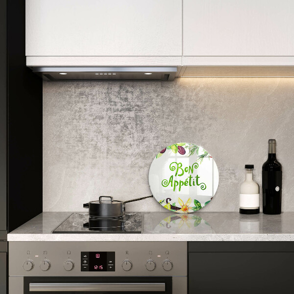 Tábua de cortar de vidro A inscrição Bon Appetit