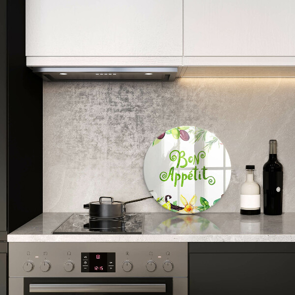 Tábua de cortar de vidro A inscrição Bon Appetit
