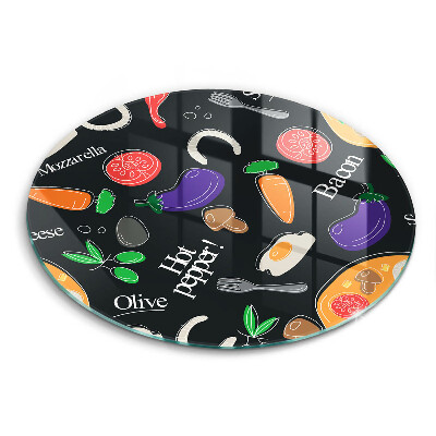 Tábua de cortar de vidro Ilustração de alimentos