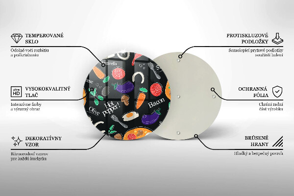 Tábua de cortar de vidro Ilustração de alimentos