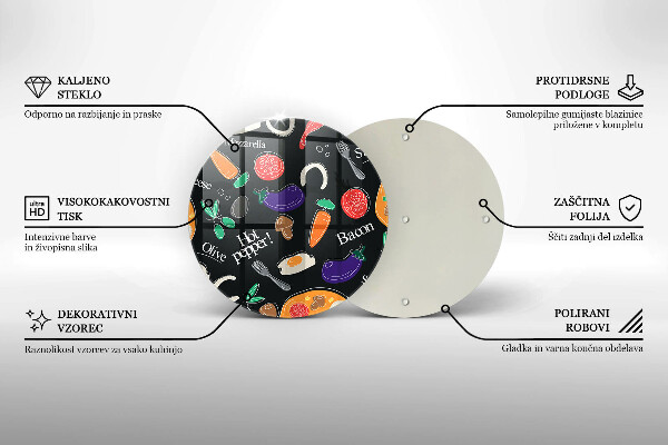 Tábua de cortar de vidro Ilustração de alimentos