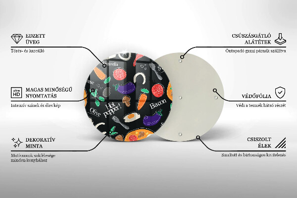 Tábua de cortar de vidro Ilustração de alimentos