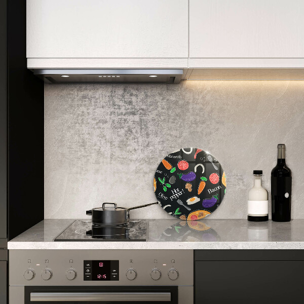 Tábua de cortar de vidro Ilustração de alimentos