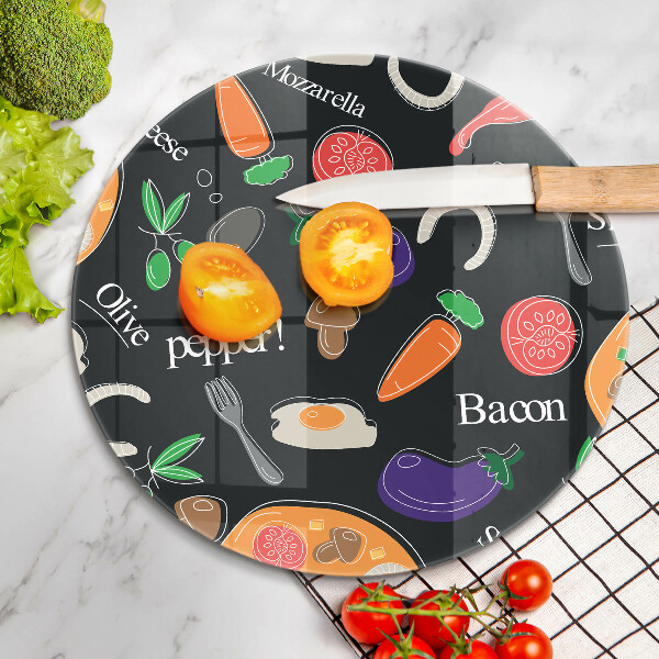 Tábua de cortar de vidro Ilustração de alimentos