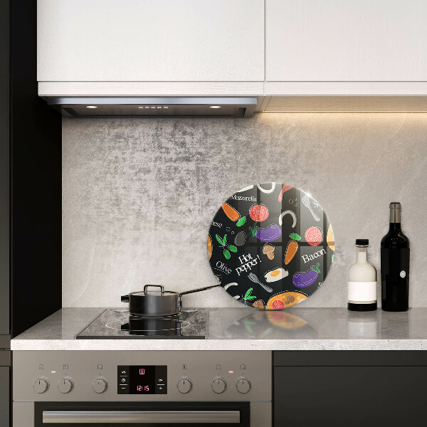 Tábua de cortar de vidro Ilustração de alimentos