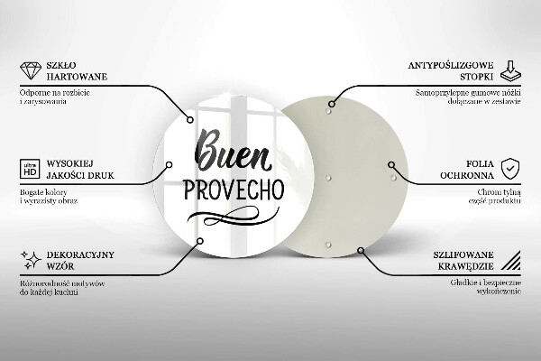 Tábua de corte de vidro A inscrição Buen provecho