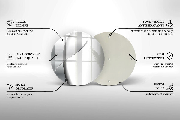 Tábua de corte de vidro Abstração de metal prateado