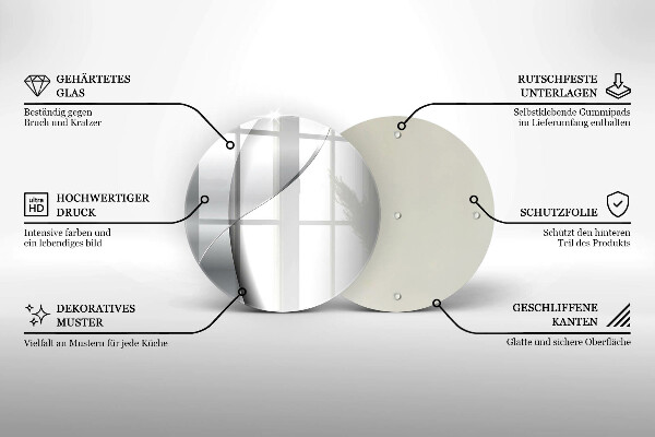 Tábua de corte de vidro Abstração de metal prateado