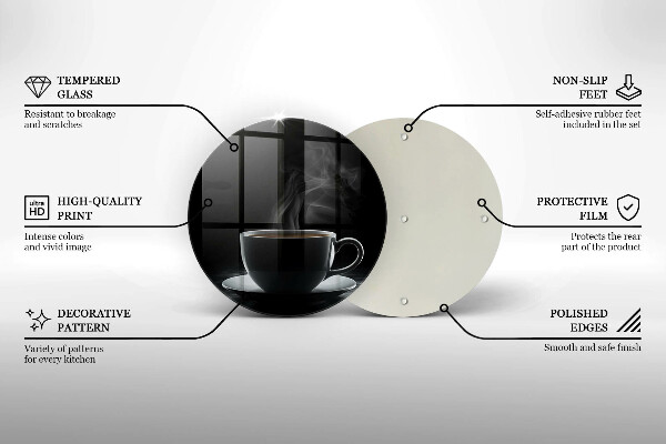 Tábua para cozinha Uma xícara de café quente