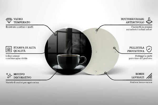 Tábua para cozinha Uma xícara de café quente