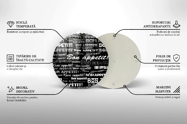 Tábua de vidro Legendas de cozinha Bom apetite