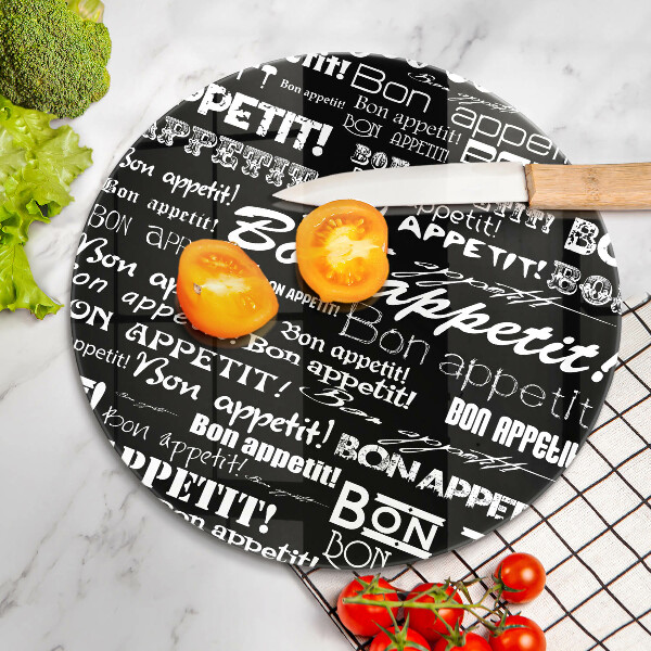 Tábua de vidro Legendas de cozinha Bom apetite