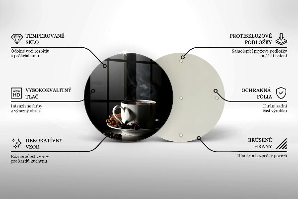 Tábua de cortar alimentos Uma xícara de café quente