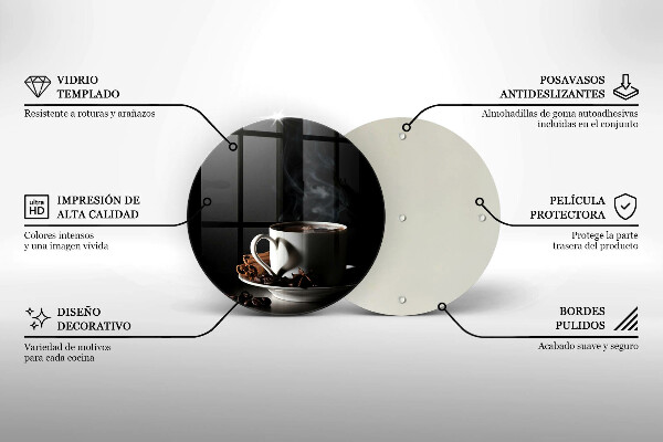 Tábua de cortar alimentos Uma xícara de café quente