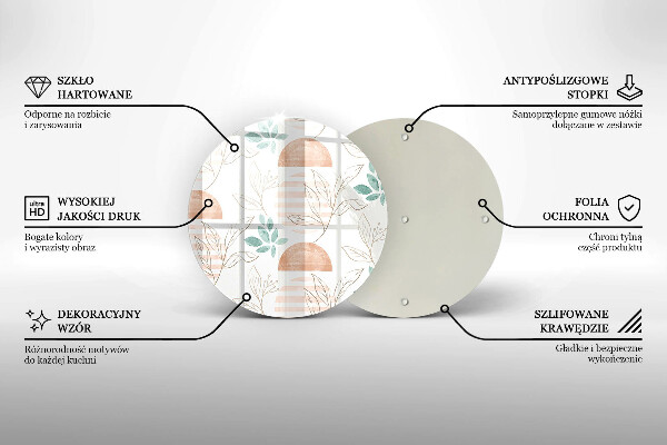 Tábua de corte de vidro Padrão de folha Boho