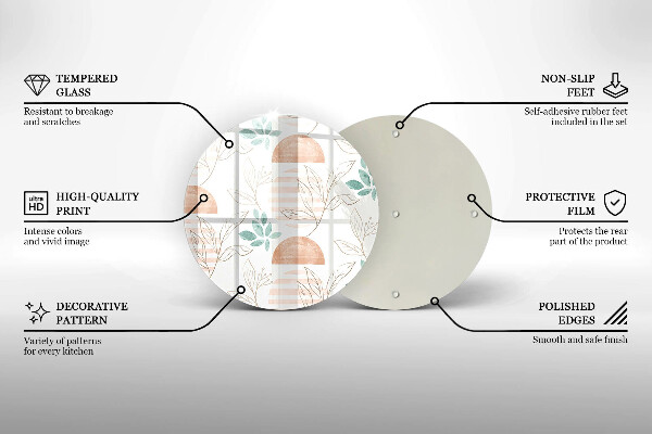 Tábua de corte de vidro Padrão de folha Boho