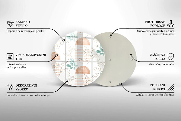 Tábua de corte de vidro Padrão de folha Boho
