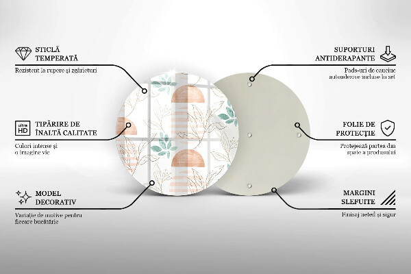 Tábua de corte de vidro Padrão de folha Boho