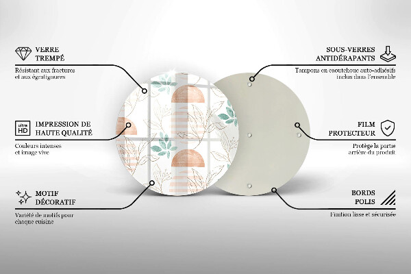 Tábua de corte de vidro Padrão de folha Boho