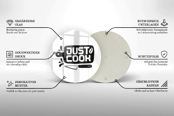 Tábua de cortar Placa de cozinha "Just Cook"