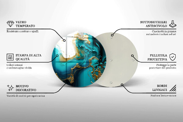 Tábua de cortar de vidro Abstração turquesa