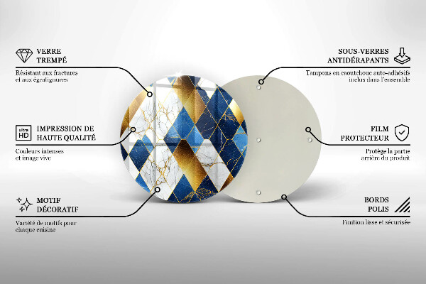 Tábua de cortar Mármore losango dourado