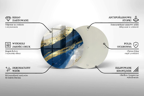 Tábua de vidro Textura com ouro