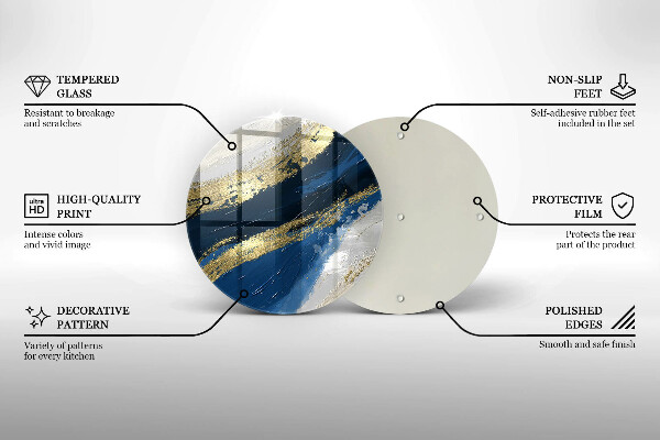 Tábua de vidro Textura com ouro