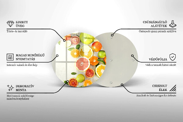 Tábua de corte de vidro Frutas cítricas