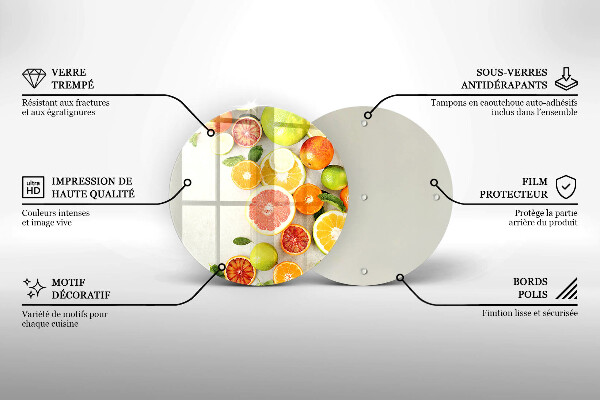 Tábua de corte de vidro Frutas cítricas