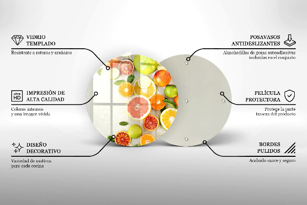Tábua de corte de vidro Frutas cítricas