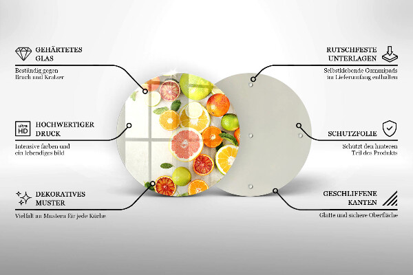 Tábua de corte de vidro Frutas cítricas