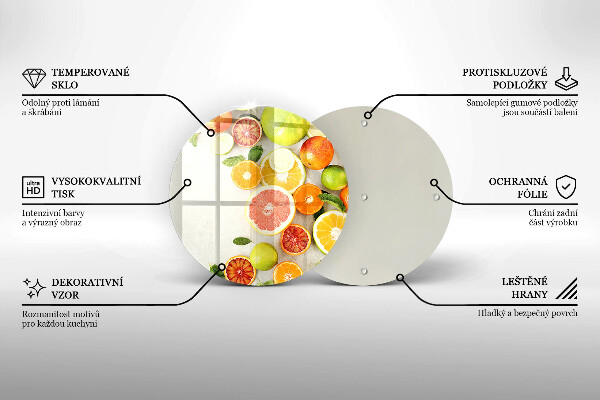 Tábua de corte de vidro Frutas cítricas