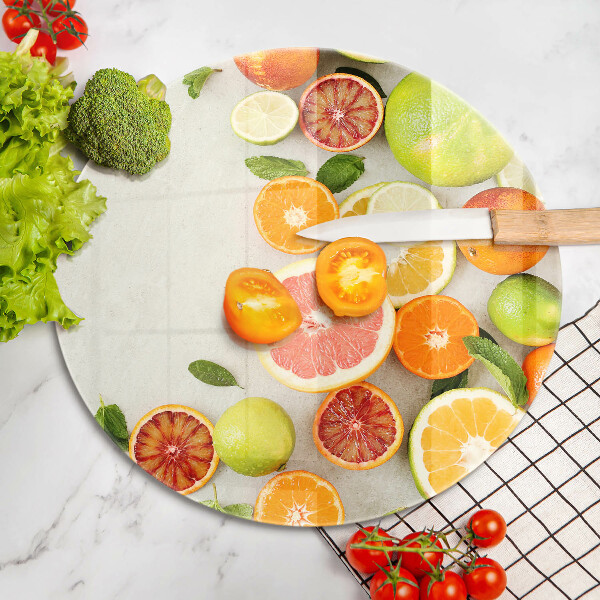 Tábua de corte de vidro Frutas cítricas