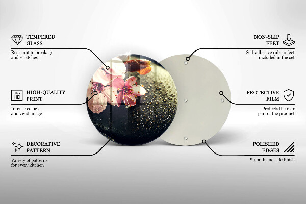 Tábua de vidro Flores pedras zen