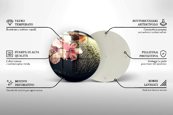 Tábua de vidro Flores pedras zen